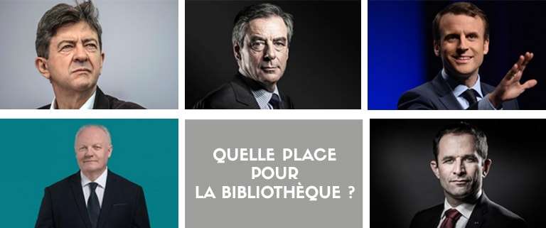 Photo de Mélenchon, Macron, Fillon, Hamon et Asselineau