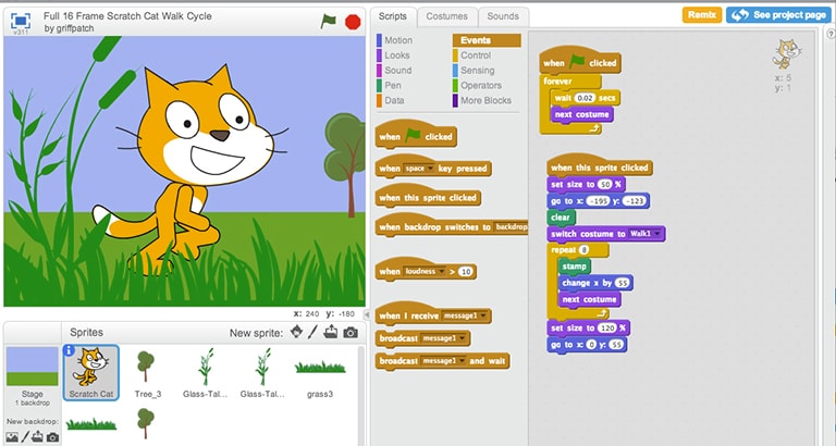 Capture d'écran du jeu Scratch