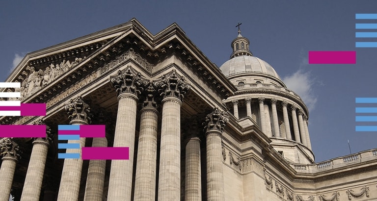 Photo du Panthéon avec la charte de l'événement #BibliOPanthéon